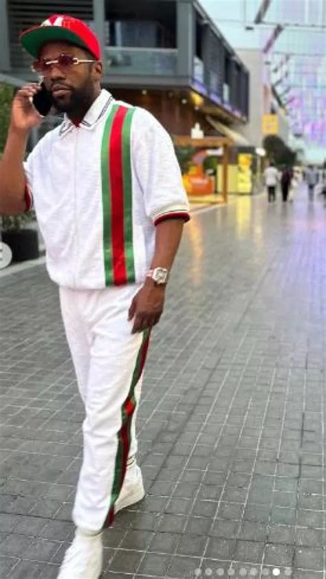 Gucci White Terry Vertical Stripe Shirt worn by Floyd Mayweather 